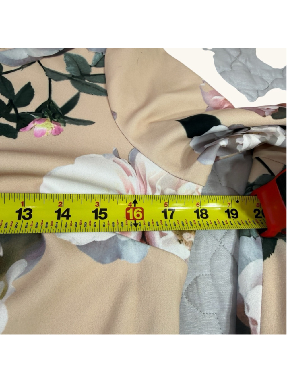 Calvin Klein Floral Dress Size 8 Beige Pink Rose Print Bell Sleeve Sheath - Picture 5 of 8